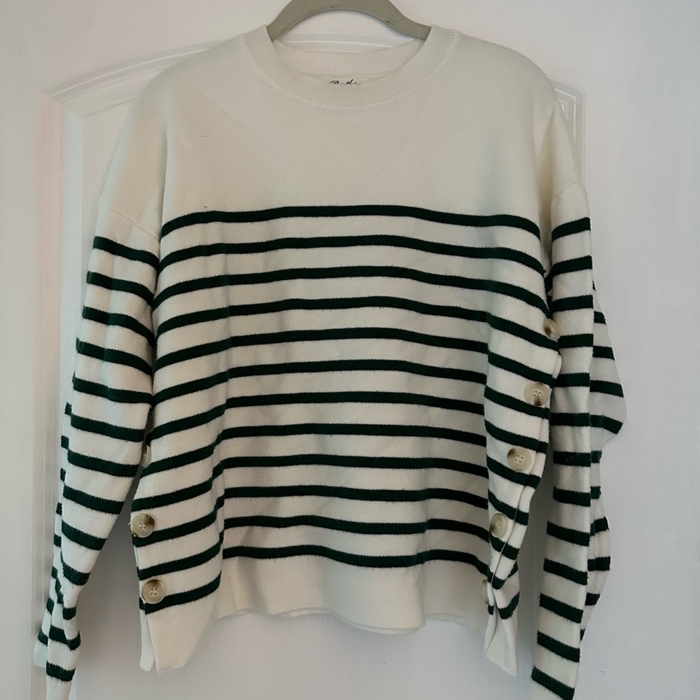 Berthie Paris Striped Cream and Green Striped Sweater